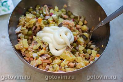 Оливье с копченой рыбой Оливье с копченой рыбой