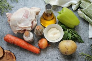 Сырный суп с курицей и болгарским перцем Сырный суп с курицей и болгарским перцем