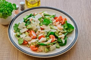 Салат из авокадо с креветками без майонеза Салат из авокадо с креветками без майонеза