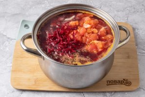 Борщ без мяса без зажарки со свеклой Борщ без мяса без зажарки со свеклой