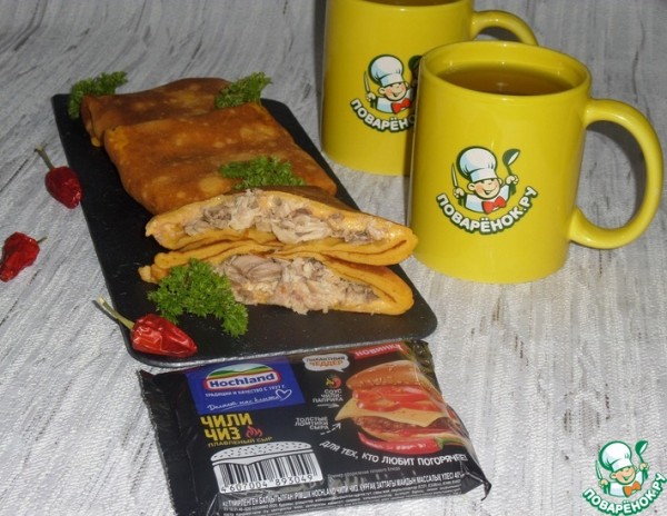 Тыквенные блины с мясом и сыром Тыквенные блины с мясом и сыром