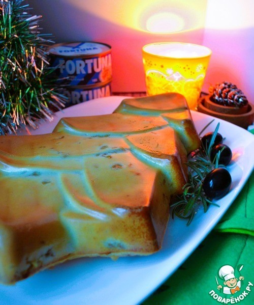 Заливной пирог с тунцом и жареным луком Заливной пирог с тунцом и жареным луком