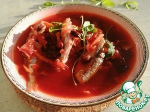 Борщ с фасолью и мойвой