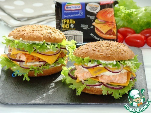 Бургер с семгой гриль