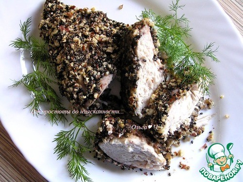 Куриные грудки в орехово-кунжутной панировке Куриные грудки в орехово-кунжутной панировке