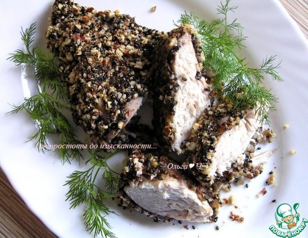 Куриные грудки в орехово-кунжутной панировке Куриные грудки в орехово-кунжутной панировке