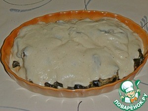 Рыба, запечённая с грибами и белым соусом Рыба, запечённая с грибами и белым соусом