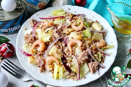 Салат с тунцом, киноа и креветками Салат с тунцом, киноа и креветками