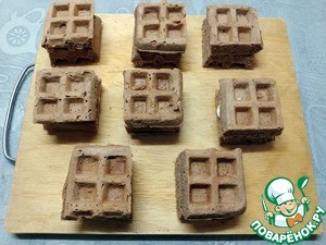 Шоколадные мини-вафли с кремом-чиз Шоколадные мини-вафли с кремом-чиз