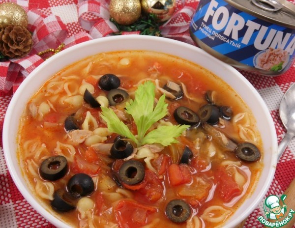 Суп с тунцом и пастой Суп с тунцом и пастой