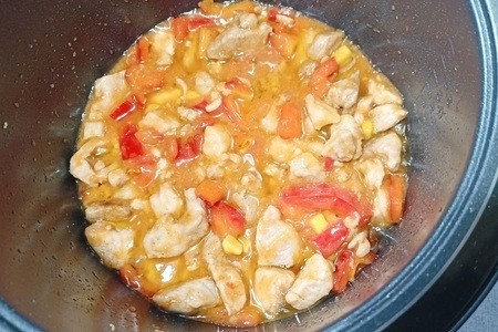 Свинина с мандаринами и перцами в мультиварке