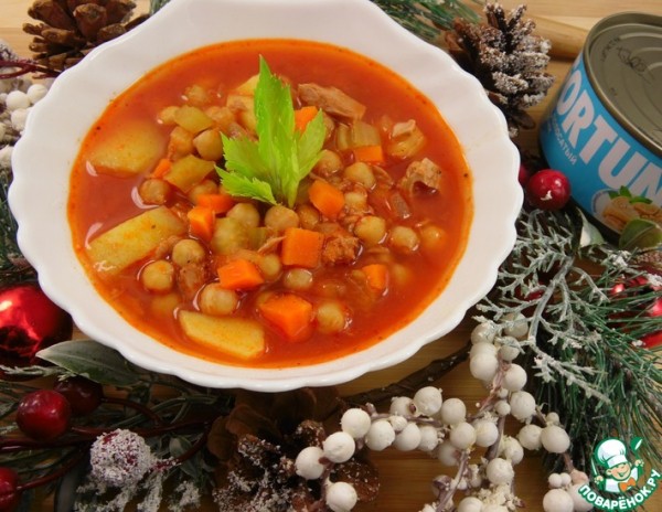 Томатный суп с тунцом и нутом Томатный суп с тунцом и нутом