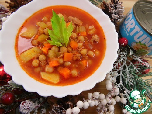 Томатный суп с тунцом и нутом Томатный суп с тунцом и нутом