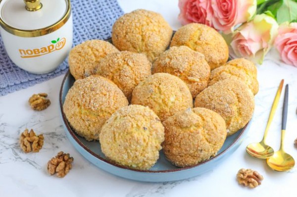 Медово-творожное печенье с орехами