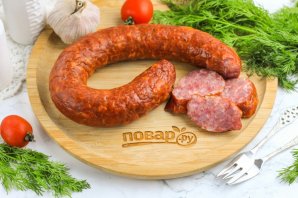 Домашняя варено-копченая колбаса Домашняя варено-копченая колбаса