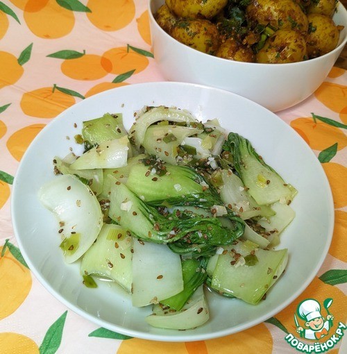 Бок-чой с зелёным луком и кунжутом Бок-чой с зелёным луком и кунжутом