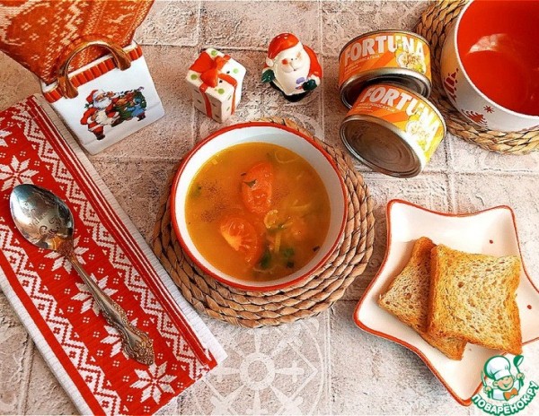 Суп с консервированным тунцом в масле Суп с консервированным тунцом в масле