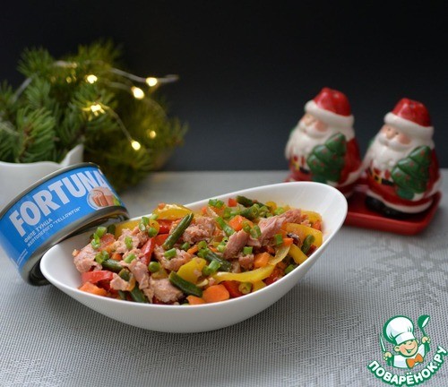 Тёплый салат из овощей и тунца Тёплый салат из овощей и тунца