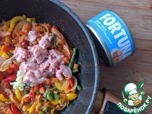 Тёплый салат из овощей и тунца Тёплый салат из овощей и тунца