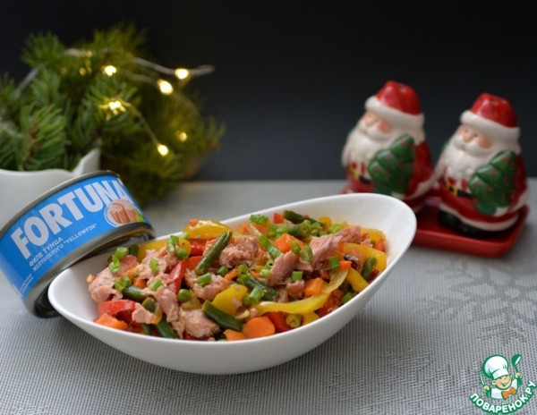 Тёплый салат из овощей и тунца Тёплый салат из овощей и тунца