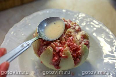 «Цветок» из фаршированного лука с мясом «Цветок» из фаршированного лука с мясом
