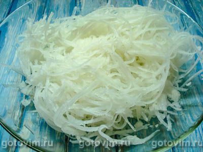 Мужской салат с курицей, грибами и дайконом