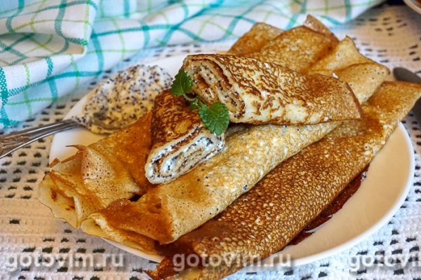 Блины с творогом, маком и сгущенкой Блины с творогом, маком и сгущенкой