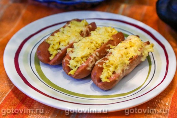 Сосиски, фаршированные омлетом Сосиски, фаршированные омлетом