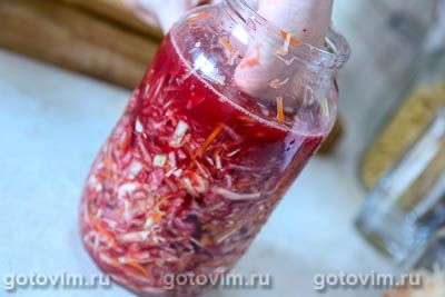 Квашеная капуста со свеклой (сухой способ) Квашеная капуста со свеклой (сухой способ)