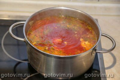 Борщ с фасолью и копченостями Борщ с фасолью и копченостями