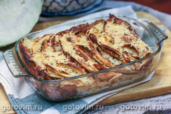 Запеканка из блинов с капустой, яйцом и сыром Запеканка из блинов с капустой, яйцом и сыром