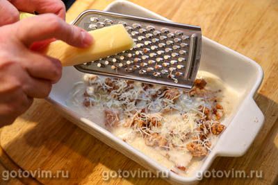 Лазанья с рыбным фаршем из лосося и жареным беконом Лазанья с рыбным фаршем из лосося и жареным беконом