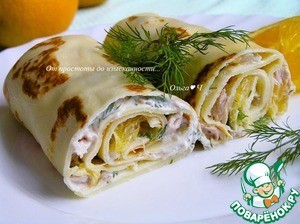 Блинчики с курицей и апельсином Блинчики с курицей и апельсином