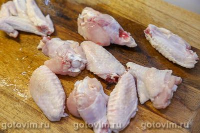 Куриные крылышки в горчичном маринаде, запеченные с картофельными дольками Куриные крылышки в горчичном маринаде, запеченные с картофельными дольками