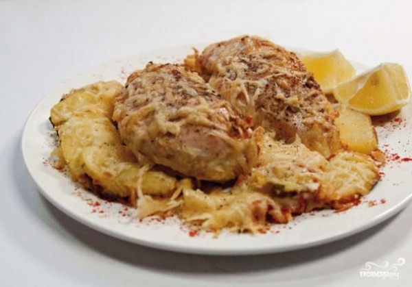 Куриные грудки в сливках под сыром Куриные грудки в сливках под сыром