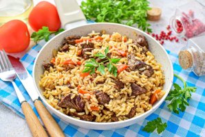 Плов из говядины на сковороде Плов из говядины на сковороде