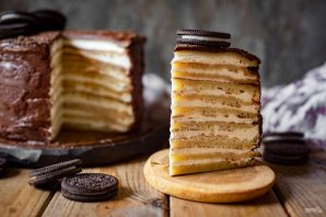 Блинный торт с кремом чиз Блинный торт с кремом чиз