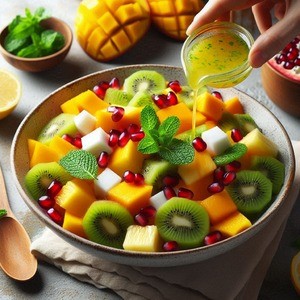 Фруктовый салат с мятным лимонным дрессингом Фруктовый салат с мятным лимонным дрессингом