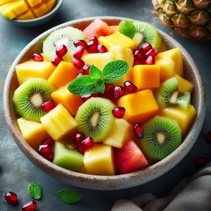 Фруктовый салат с мятным лимонным дрессингом Фруктовый салат с мятным лимонным дрессингом