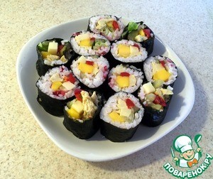 Кимбаб с перцем и маринованным огурцом Кимбаб с перцем и маринованным огурцом