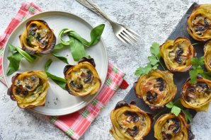 Закуска "Цветы" из картофеля с грибами Закуска "Цветы" из картофеля с грибами