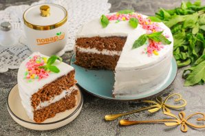 Шоколадный торт со сметанным кремом без пропитки Шоколадный торт со сметанным кремом без пропитки