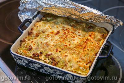 Лазанья с фаршем и кабачками