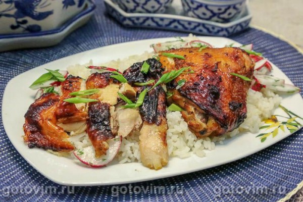 Запеченные куриные бедра в лимонно-имбирном маринаде с мёдом