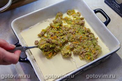 Лазанья с фаршем и кабачками