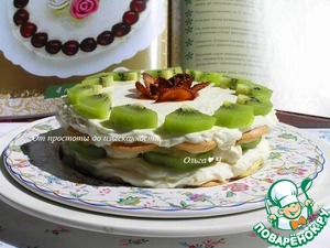 Вафельный торт с маскарпоне и киви