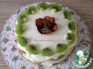 Вафельный торт с маскарпоне и киви