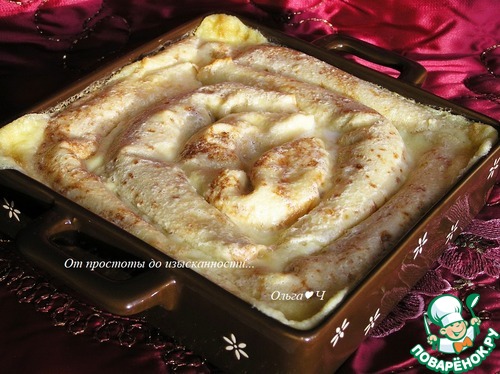 Блинчики с творогом, запеченные в сливках Блинчики с творогом, запеченные в сливках