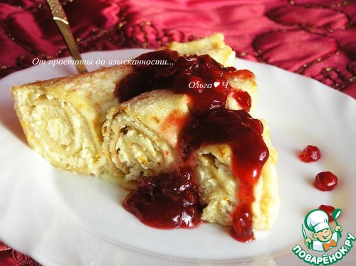 Блинчики с творогом, запеченные в сливках Блинчики с творогом, запеченные в сливках