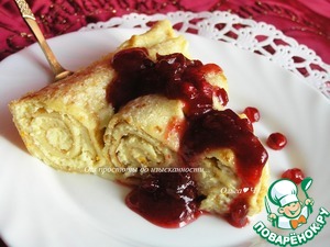 Блинчики с творогом, запеченные в сливках Блинчики с творогом, запеченные в сливках